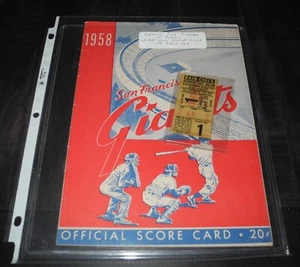 1958 1st Game San Francisco Giants Opening Day Baseball Scorecard Program Ticket - Picture 1 of 17