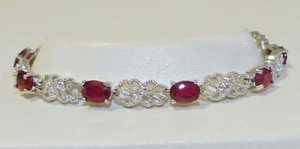 GENUINE 7.20cts African Red Ruby Solid Sterling Silver 925 Bracelet! - Picture 1 of 7