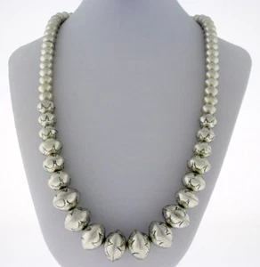 24" Handmade Sterling Silver Bead Necklace By Navajo Artist Jan Mariano - Picture 1 of 3