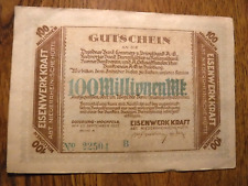 GERMAN REICHSBANKNOTE 100 MILLION MARK 1923 NOTE (19)