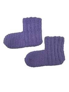 Zapatillas Hechas a Mano Talla 9 Púrpura Unisex Ganchillo Hilo Chenille por Marsha - Imagen 1 de 7