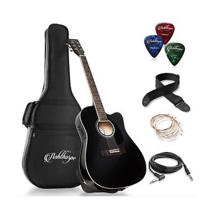 Ashthorpe Full-Size Cutaway Thinline Acoustic-Electric Guitar Package - Premi...