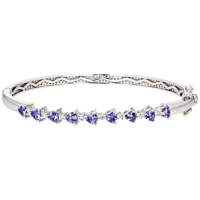 Brazalete de oro blanco de 14 quilates de tanzanita y diamantes creados en laboratorio de 2,43 quilates 8" Foto 1 de 4