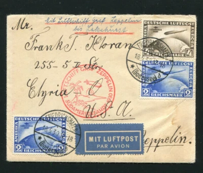 Zeppelin 1930 LZ 127 Sieger 57Nvar South AmericaFlight GermanyPost LightningBolt - Image 1 of 2