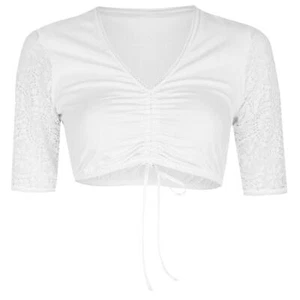 Nina von C. Damen Dirndl-Bluse halbarm Spitze Cups blickdicht Satinbändchen - Bild 1 von 3