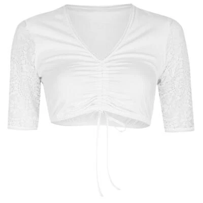 Nina von C. Damen Dirndl-Bluse halbarm Spitze Cups blickdicht Satinbändchen - Bild 1 von 2