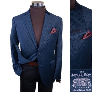 The Savile Row Blazer Mens 42s Blue Velvet 2 Button Single Breasted Jacket - Picture 1 of 14