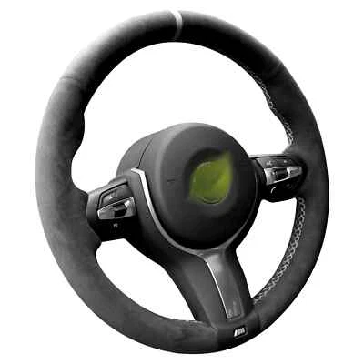 Cubierta de volante Alcantara puntada a mano para BMW F30 F31 F34 F10 F11 M135I X1 Foto 1 de 4