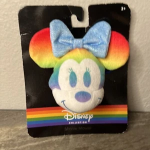 Disney Rainbow Plush Backpack Clip Keychain Minnie Mouse - Picture 1 of 4