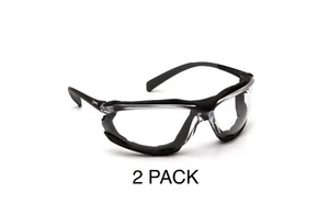 X2 Pyramex Proximity Safety Glasses Foam Padded Black Frame Clear Anti-Fog Lens - Picture 1 of 6