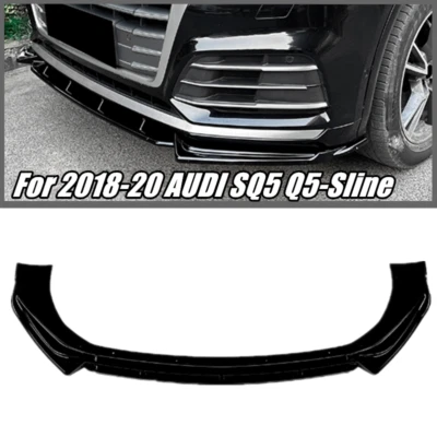 GLOSS BLACK ABS For 2018-2019 20 AUDI SQ5 Q5-Sline Front Bumper Spoiler Lip - Image 1 of 4