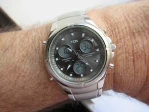 Orologio TCM Analogico Digitale Cronografo Sveglia Calendario Full St Acciaio Watch Nuovo Batt - Foto 1 di 24