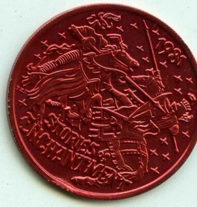 Mardi Gras Doubloon Krewe of Atlas 1981 Aluminum Red - Picture 1 of 2