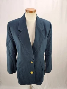 Classiques Entier Women's Green Wool Blazer Jacket Gold Tone Buttons S - Picture 1 of 5