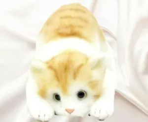 DOUSIN Realistica Pelliccia di Gatto Imbottita, Guarigione Occhi Carino Taglia Reale Giappone Marrone Tigre - Foto 1 di 7