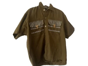 Very Rare Vintage Khaki Green FUBU Button-Up Shirt M 100% Cotton - Picture 1 of 6