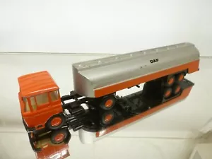 LION CAR 36+37 DAF 2600 + TANKER TRAILER - ORANGE+SILVER 1:50 - GOOD COND - V20 - Afbeelding 1 van 8