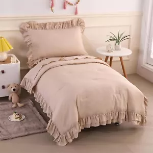 Wowelife Boho Kleinkind Bettwäsche Dets Bettdecke Set 4-teilig Doppel Rüschen weich - Bild 1 von 6