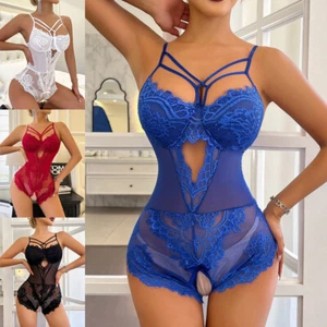 Women Sexy Lingerie Sleepwear Babydoll Underwear Lace Dress Crotchless Nightwear - Picture 1 of 26
