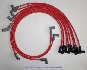 CHEVY CORVETTE 5.7L 350 TPI 1985-1991 RED HI-PERFORMANCE Spark Plug Wires USA - Picture 1 of 1