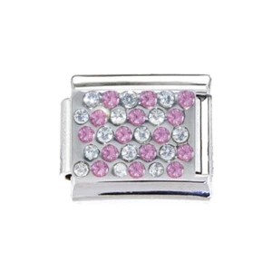 Rectángulo con piedras rosadas y claras 9mm dije italiano se adapta a 9mm pulsera clásica - Imagen 1 de 1