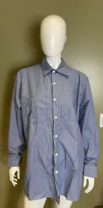 RED KAP INDUSTRIAL WORK LONG SLEEVE SHIRT BLUE/WHITE STRIPE SP10BW8 MENS MEDIUM - Picture 1 of 2