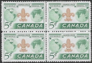 🍁Canada #356 Block "BOY SCOUTS JAMBOREE" Brand New 1955 Original Gum - Picture 1 of 2