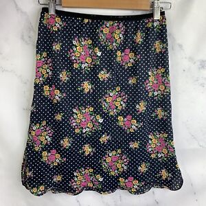 60s 70s Vintage Half Slip Skirt Sz M gogo MOD MINI floral scalloped nylon