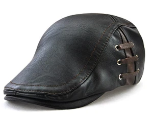 Jamont Men PU Faux Leather Fashion Vintage Visor Cap Beret Newsboy Hat, Free SHP - Picture 1 of 4