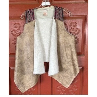 Flying Tomato Vest Faux Leather Sherpa  Aztec Trim Western Southwestern Small - Image 1 of 4