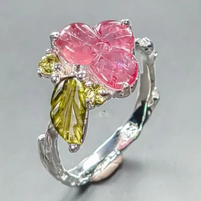 Very Sweet ring Natural Tourmaline Ring 925 Sterling Silver Size 6 /R446886 - Image 1 of 4