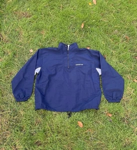 90s Navy Blue Surf Style Vintage Windbreaker with White Accents Size XL - Picture 1 of 4