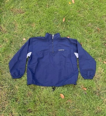 90s Navy Blue Surf Style Vintage Windbreaker with White Accents Size XL - Image 1 of 4