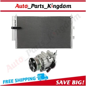 Aluminum AC Condenser & AC Compressor Cooling Kit For 06-2011 Honda Civic 1.8L - Picture 1 of 6