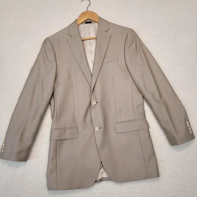 J FERRAR Mens Beige Tan Two-Button Sport Coat Blazer Suit Jacket SLIM 38L - Image 1 of 4