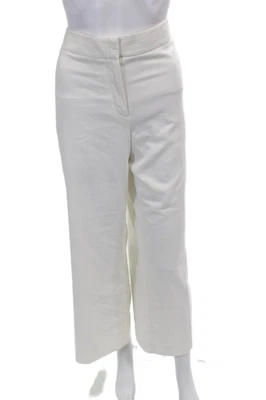 Pantalones rectos Classiques Entier para mujer con cremallera tiro alto blancos 14 Foto 1 de 4
