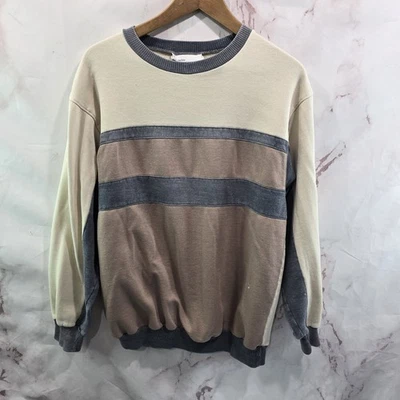 Винтажный толстовка мужской средний 90-х коричневый серый нейтральный пуловер Colorblock - Изображение 1 из 4