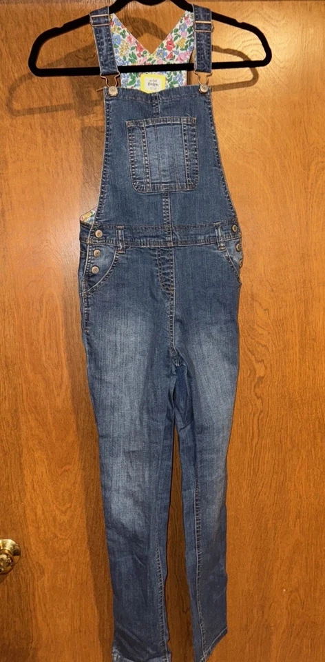 Mini Bodes Floral Lined Overalls Light Vintage Denim 11-12Y - Image 1 of 4