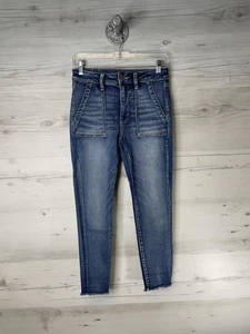 American Eagle Jeans Damen 8 blau Next Level Stretch Ankle Skinny roher Saum Denim - Bild 1 von 14