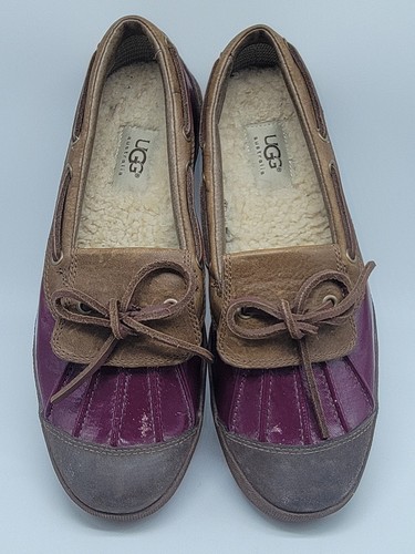 Scarpa da pioggia impermeabile antiscivolo UGG marrone viola pelle anatra Ashdale pile taglia 8
