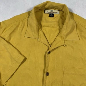 Tommy Bahama Men's M 100% Silk Mustard Yellow Shirt Short Sleeve Button Up - Picture 1 of 6