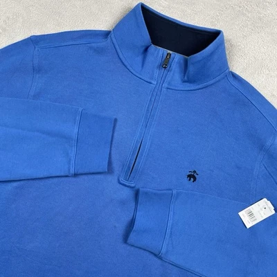 Brooks Brothers 1/4 Zip Sweater Mens 1XLT Blue Knit Pullover Preppy Winter New - Image 1 of 4