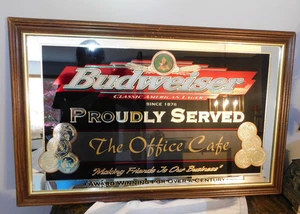Insegna Birreria Budweiser Vintage Quadro Corniciato a Specchio 33" per 21" - Foto 1 di 8