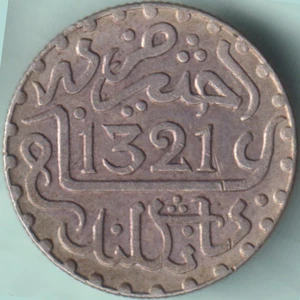 MOROCCO AH 1321 -1903 Abd Al-Aziz 1/2 DIRHAM RARE COIN - Picture 1 of 2