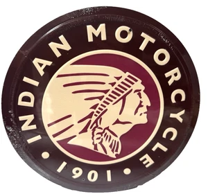 Insegna tonda logo moto indiano goffrata decorazione parete 11,75" pollici Made in USA - Foto 1 di 4