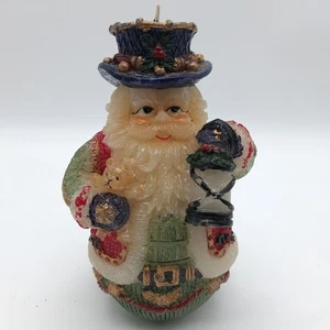 Vintage Weihnachtsmann Weihnachtskerze Markenlos 7" Wachsfigur mit Zylinder & Laterne - Bild 1 von 16