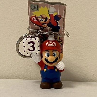 Mario Party Nintendo Keychain Figure Japan Vintage 1998 w/ Tag Dead Stock Mario - Image 1 of 4