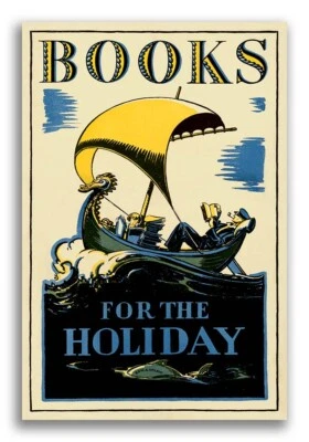 "Books For The Holiday" 1927 Classic Literature Reading Poster - 16x24