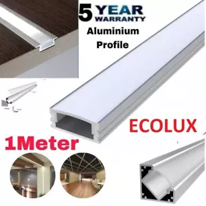 1M LED Profiles Aluminium Channel With Diffuser For LED Strip Light V/U-Shape UK - Picture 1 of 19
