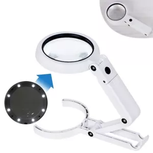 Foldable Handheld Magnifier 5X 11X 8 LED Table Desk Stand for Newspaper USB Plug - Picture 1 of 9